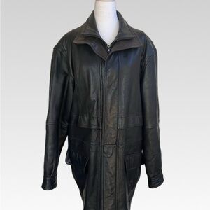 Men's Classic Black Leather Field Jacket size Medium